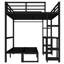 Grand lit superposé simple au-dessus de simple TG avec bureau, bibliothèque, DEL, USB, canapé pliable, noir