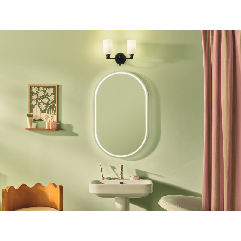 14.25" 2-Light Vanity Light with Glass, Satin Black, Opal Etched