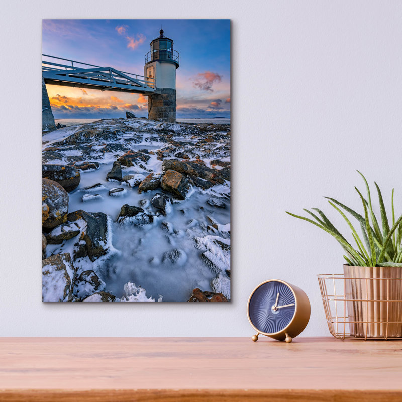 «Winter At Marshall Point» par Rick Berk, art mural en verre acrylique, H 16 po x l 12 po x P 0,13 po