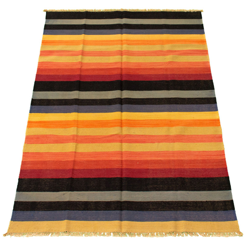 Tapis noir / cuivre foncé en laine fait à la main Aeriss