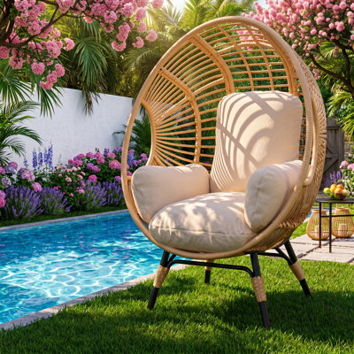 Fauteuil de patio en rotin toutes saisons en acier 24 po x P 38 po x H 16 po Arden