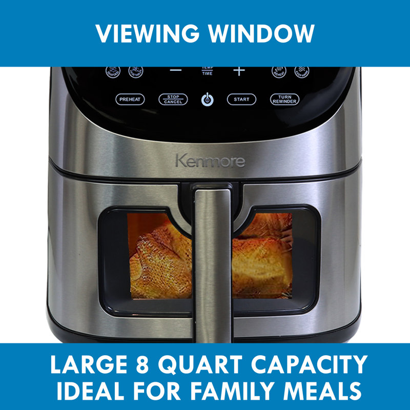 Kenmore 8 Qt Stainless Steel Digital Dual Basket Air Fryer