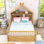 Lit maison en bois avec tablette de rangement, auvent amovible et garde-corps-2044885335-2044885321