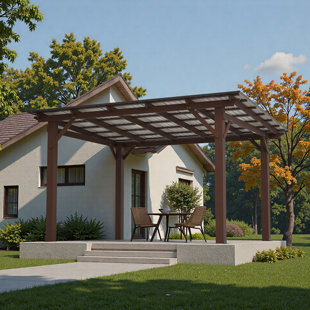 13x10ft Wooden Garden Gazebo with Metal Roof, Spacious Outdoor Patio Shade Structure for Backyard & Garden