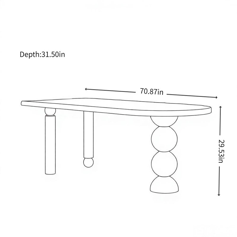 Table de salle à manger simple et rétro en bois massif