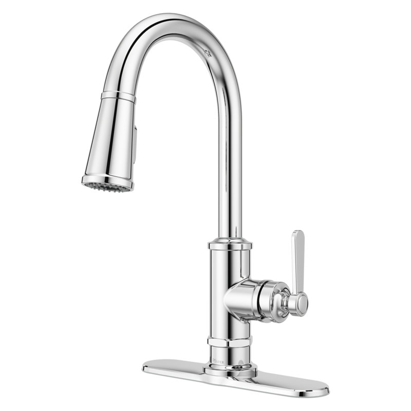 Robinet de cuisine à poignée simple, Chrome poli