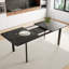 78,7 po Table de salle à manger extensible moderne à motif de marbre gris pour 6 à 8 personnes avec pieds en métal noir