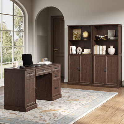 Hailiey 2-Piece Office Set, Writing Desk and Bookcase with Adjustable Shelf,Executive Desk with Drawers