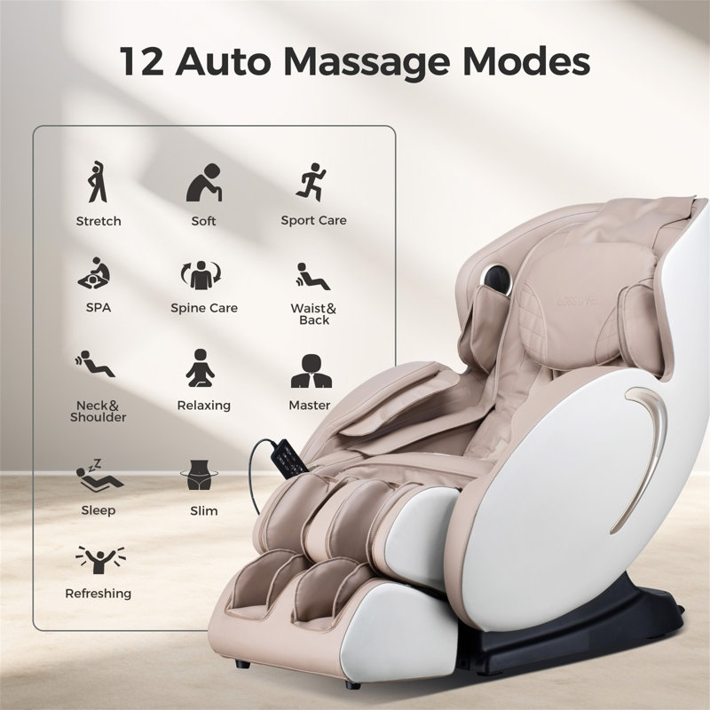 BOSSCARE 3D Zero Gravity Massage Chair, Beige/Gold