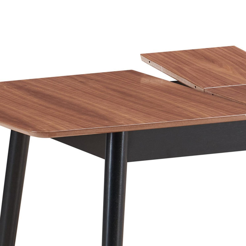 Table de salle à manger extensible Yanah, Noir / bois naturel