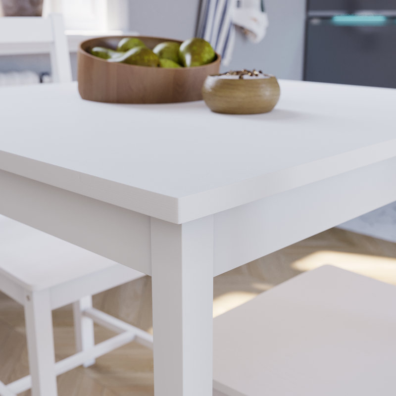 Maymie 2 - Person Pine Solid Wood Dining Set, White