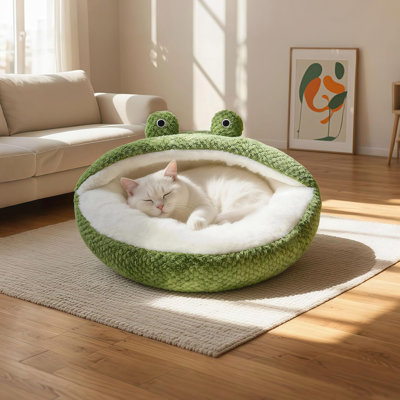 Lits mignons pour chat, lits pour chaton, petits lits pour chien doux, lits pour animaux lavables pour chiot et chaton, grotte pour chat grenouille amusante, 23 pouces
