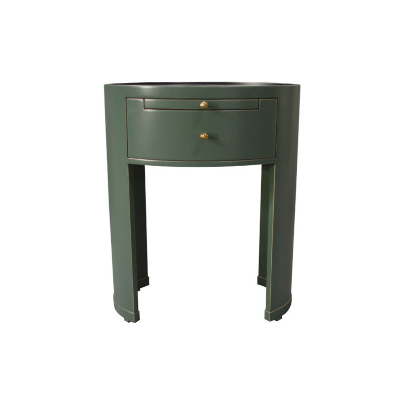 Coppess 55cm W Solid Wood Bedside Table, Green