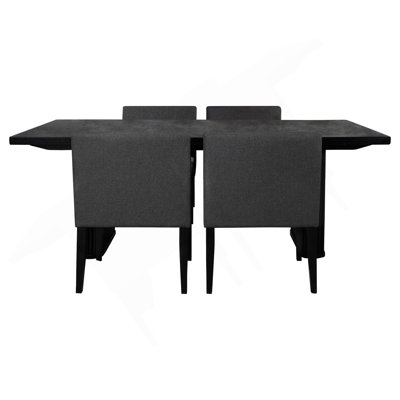 Houston Charcoal Grey And Black 5-Piece Dining Set