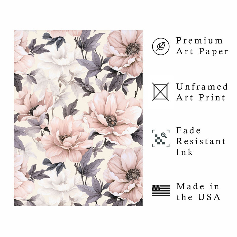 «Floral IV», reproduction d'art sans cadre, H 10 po x l 8 po