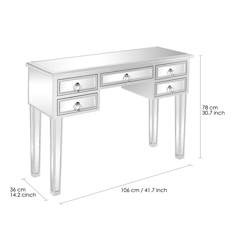Deshotel 5-Drawer Glass Vanity