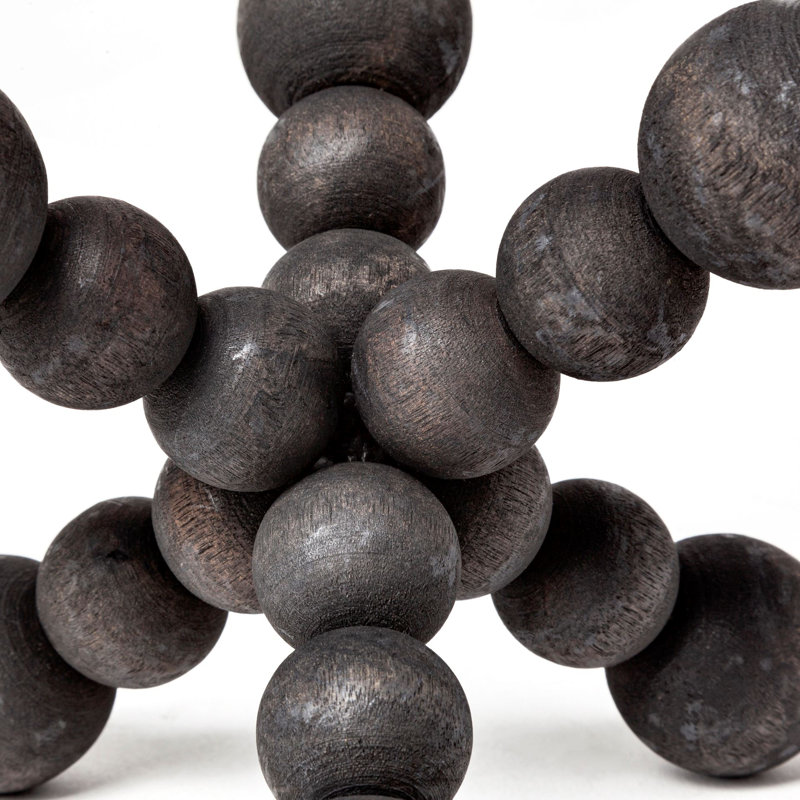 Black Geometric Wood Decorative Sculpture, 6.7"