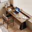 Bureau brun clair + bois massif rectangulaire noir + bureaux en fer-107978707