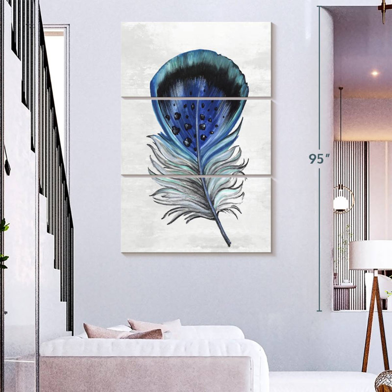 Kerner Indigo Feathers II, 74" H x 48" W