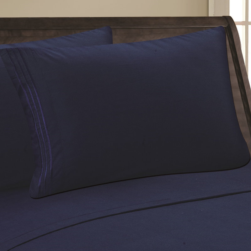 1500 Thread Count Luxury Microfiber Pillow Case with Silky Soft Finish, Navy, King