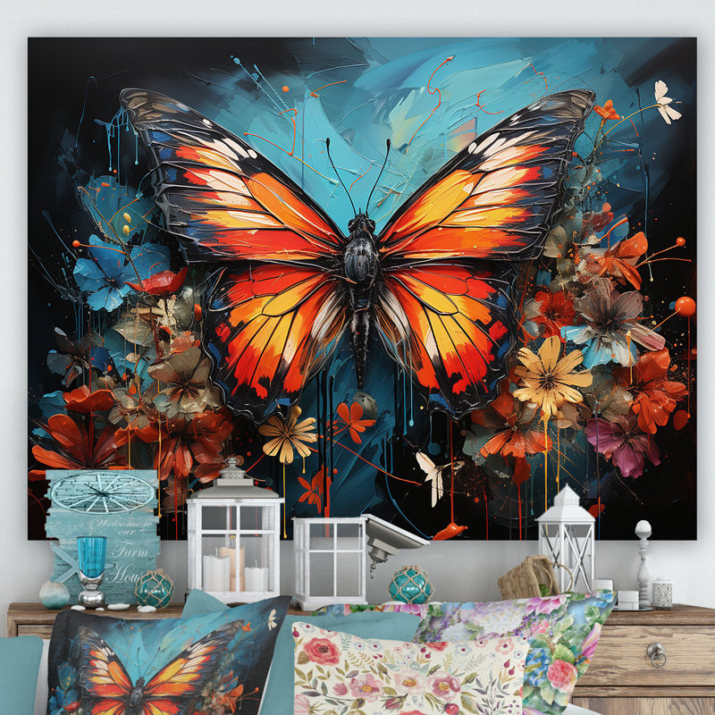 «Butterfly Graffiti Style» - reproduction d'art sur toile, H 12 po x l 20 po x P 1 po, Toile tendue