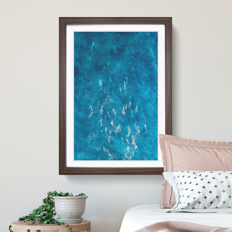Many Dolphin - Picture Frame Painting Print, 33cm H x 24cm W x 2cm D, Walnut Framed