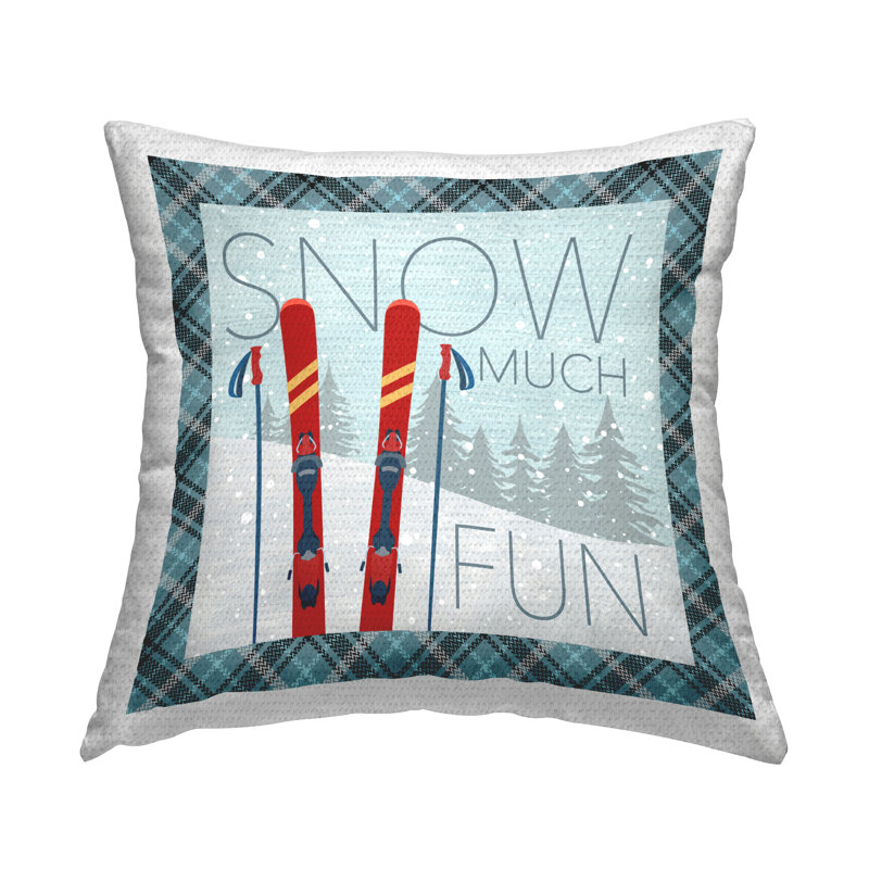 Neige beaucoup de plaisir avec un coussin d'extérieur imprimé à carreaux par PDR, LLC.