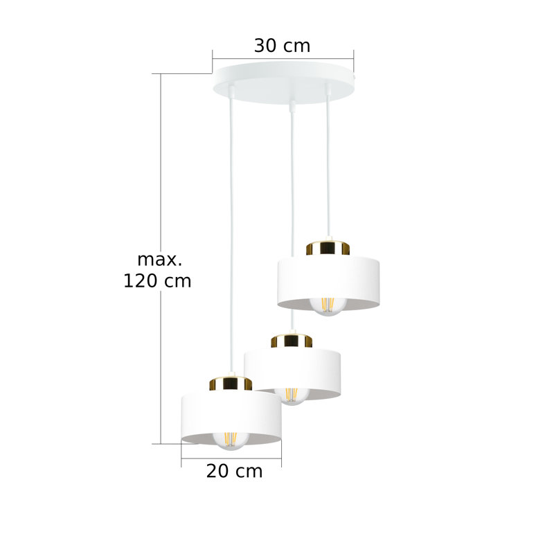 3 - Light Drum Pendant, White