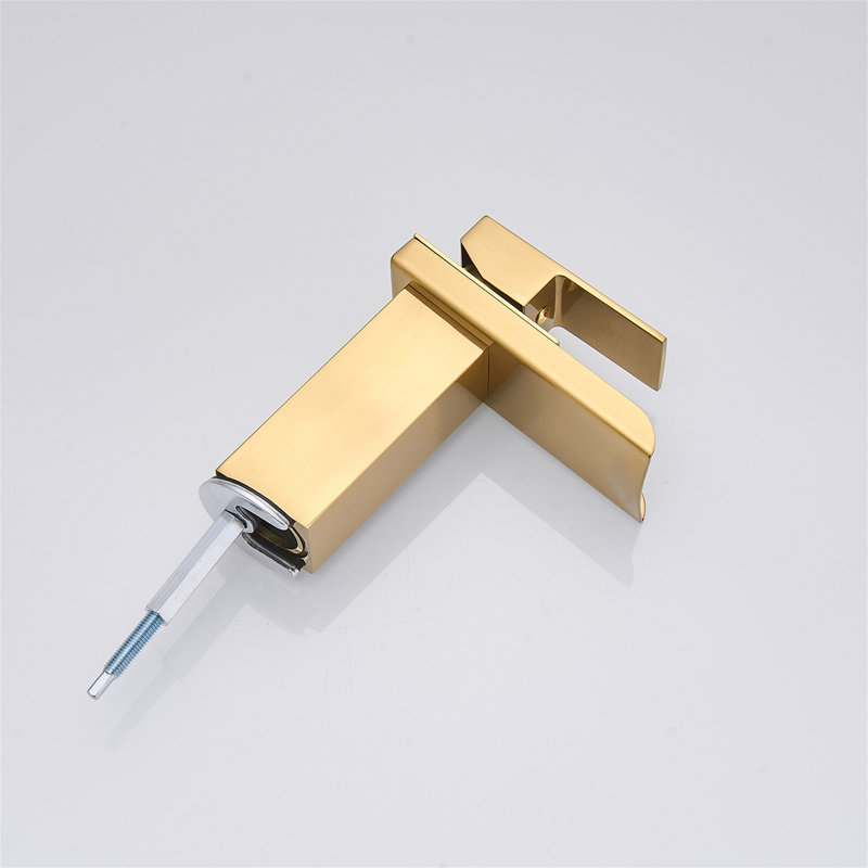 Single-Hole Single-handle Bathroom Faucet with Drain Assembly, Brushed Gold