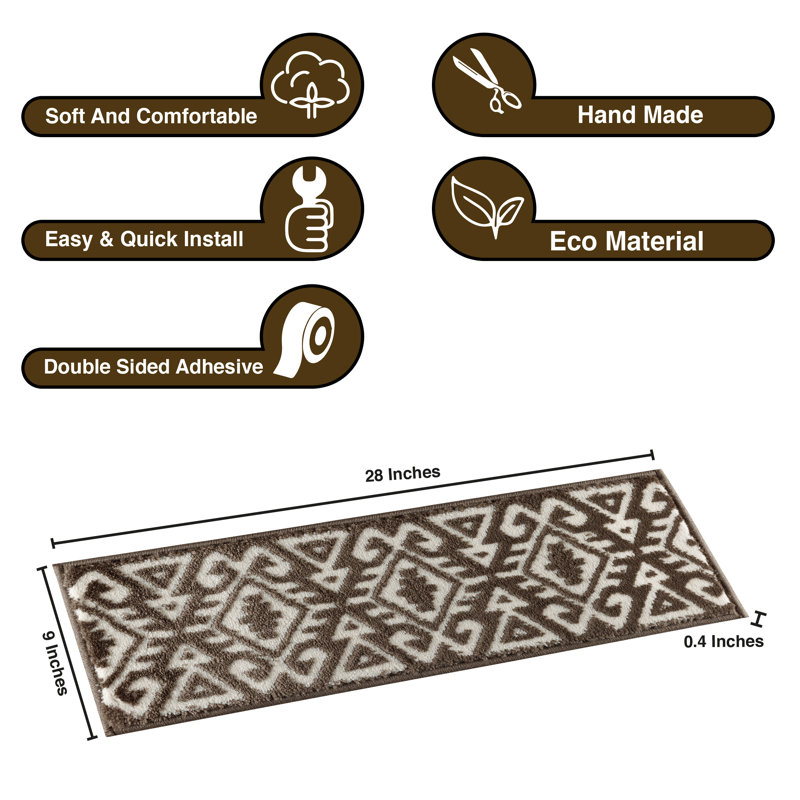 Tapis d'escalier Nielsville Gris / Blanc 9 po x 28 po, Paquet de 13, Brun