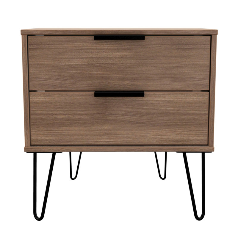 Fully Assembled Myakka 2 Drawer Bedside Table, Walnut
