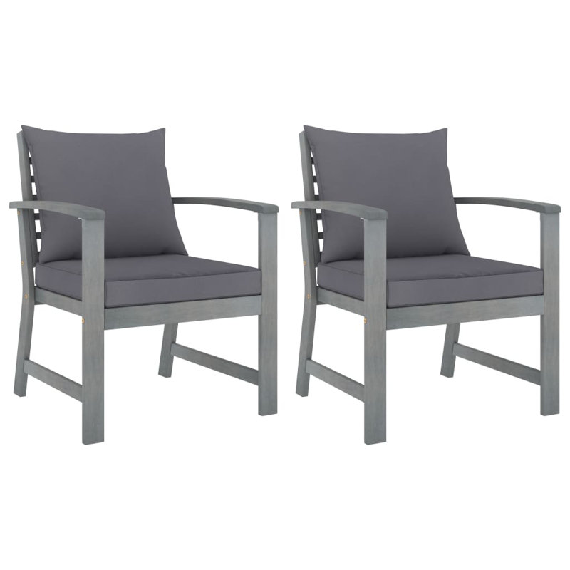 Estela Patio Chair with Cushions, Gray, Natural