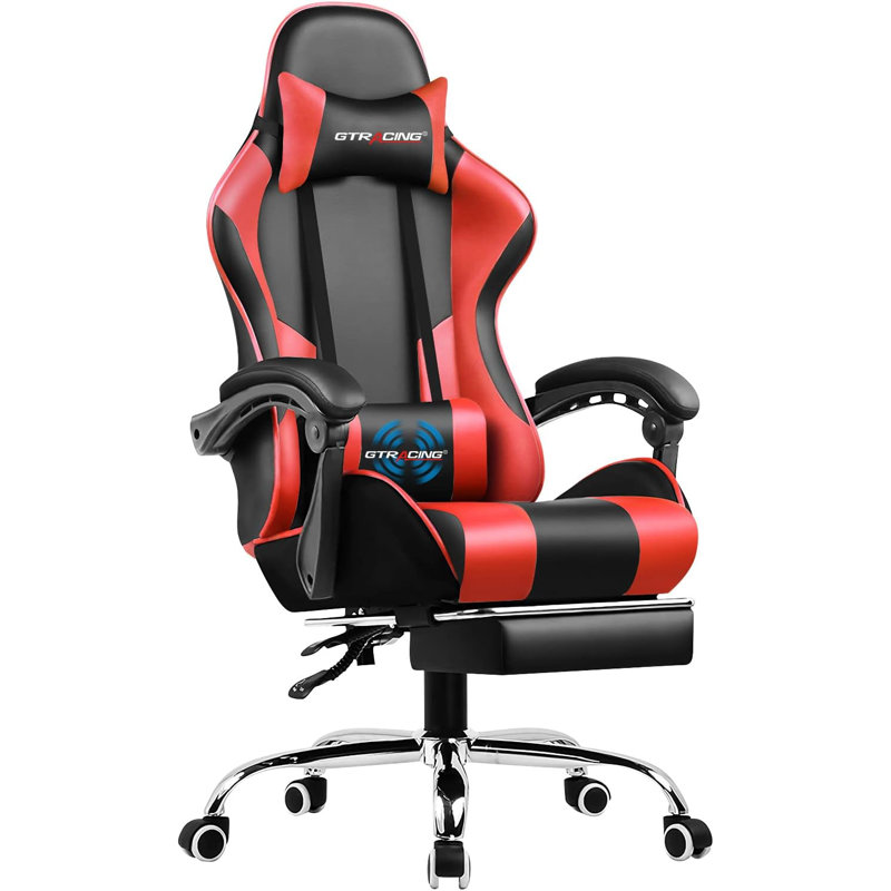 Gaming Chair, Computer Chair with Footrest and Lumbar Support, Height Adjustable Gaming Chair with 360°-Swivel Seat and Headrest
