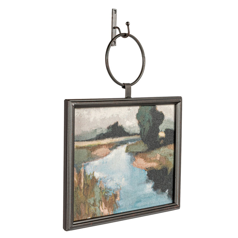 Metal and Wood Framed Multicolor Landscape Canvas Wall Art