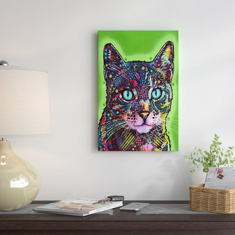 «Watchful Cat» par Dean Russo - Estampe numérique sur toile tendue avec châssis, H 26 po x l 18 po x P 1,5 po, Toile tendue