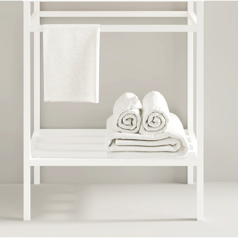 Tablettes de salle de bain autoportantes 24 po sans bassin en blanc - tablette de rangement et porte-serviettes