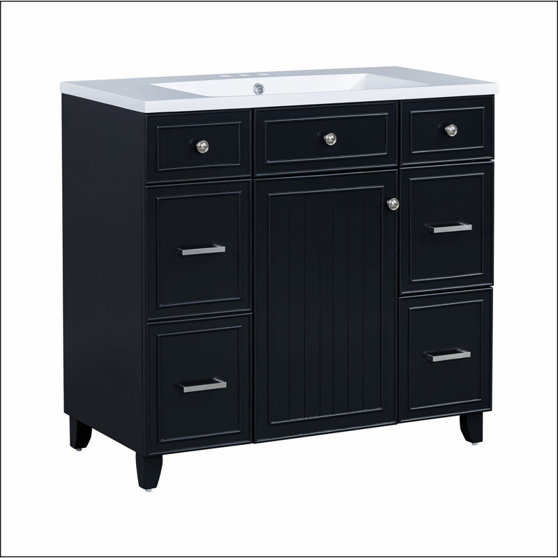 Ensemble de meuble-lavabo avec lavabo 36 po 36 po, Noir, noir, noir, noir