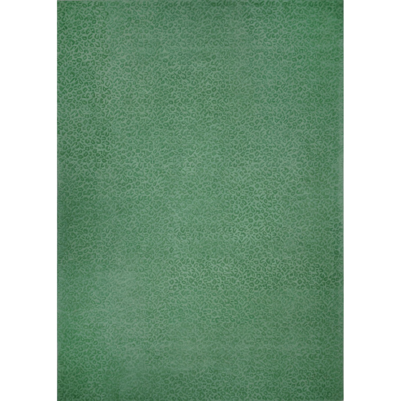 Leopardess Jade Green Hand-Tufted Responsible Wool Rug, Rectangle 10' x 14'