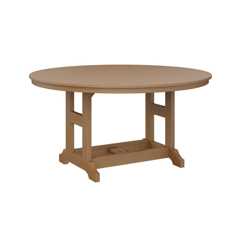 Garden Classic Outdoor Round Bar Table, Antique Mahogany, Natural Teak