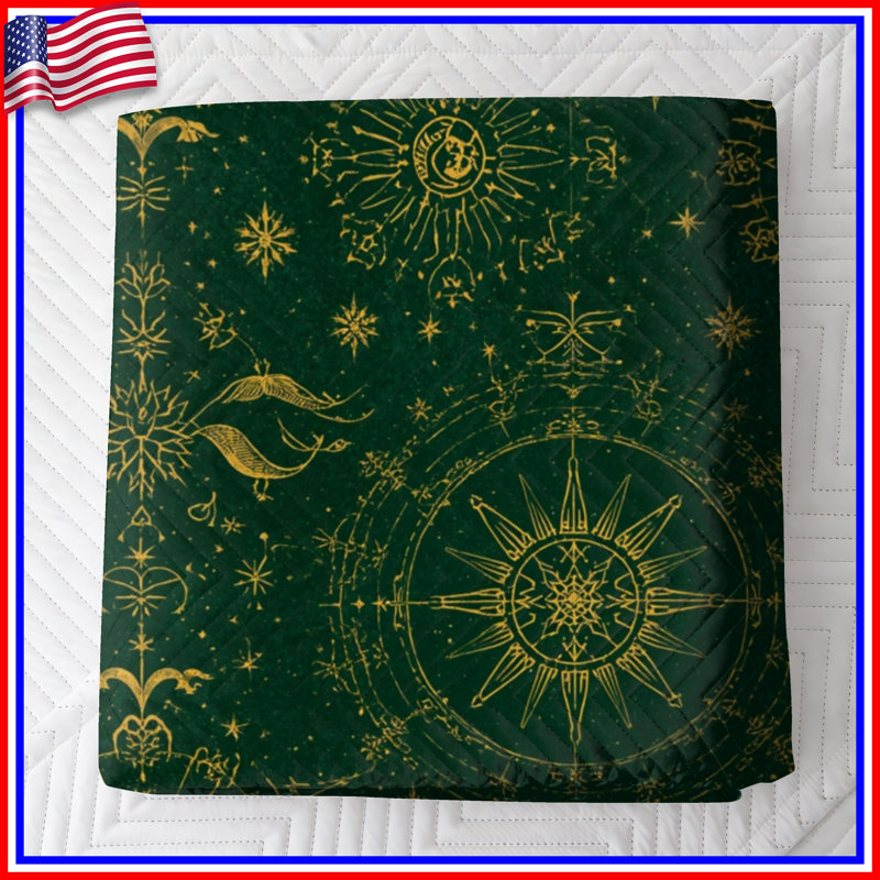 Celestial Moon Phases Quilted Bedspread All Sizes, Full / Double