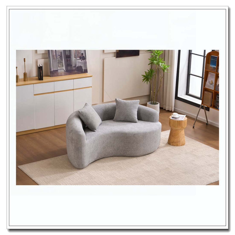 Canapé modulaire courbé, Gris clair