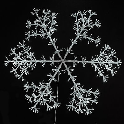 Décoration de fenêtre en forme de flocon de neige blanc pur avec éclairage à DEL 1 080