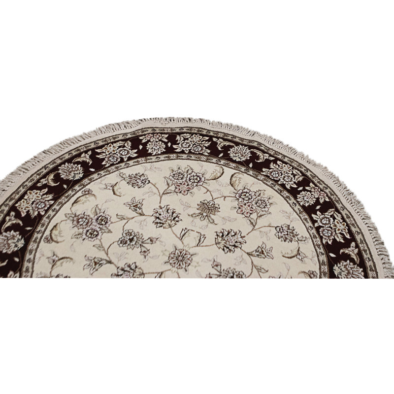 High-Quality Hand-Knotted Ivory And Wine Area Rug