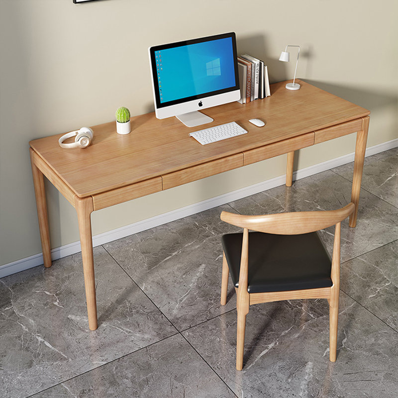Brown Rectangular Solid Wood desk, 29.53" H x 55.12" W x 23.62" D
