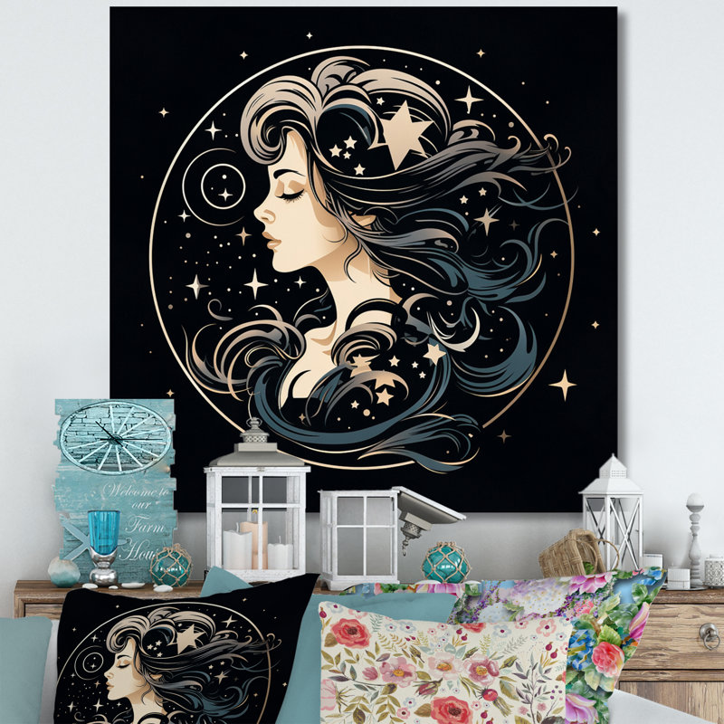 Astrologique astrologique, H 24 po x l 24 po x P 1 po, Toile tendue