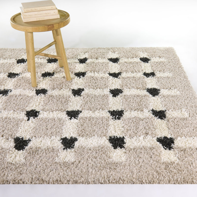 Tapis taupe à poils longs Yingling, Rectangle 7 pi 10 po x 10 pi