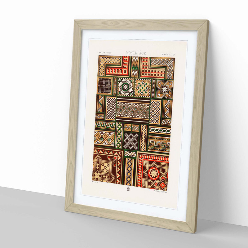 Middle-Age Patterns by Albert Racinet - Picture Frame Painting Print, 48cm H x 36cm W x 2cm D, Oak Framed