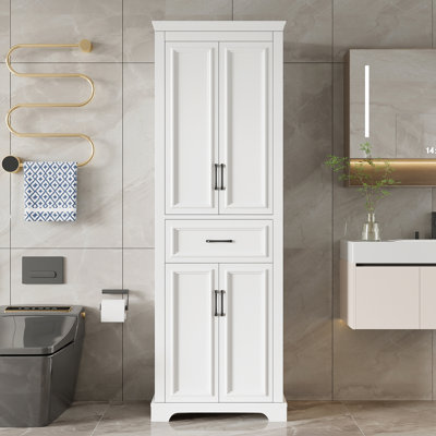 71'' Tall Wooden Bathroom Cabinet With 2 Drawers And Adjustable Shelf