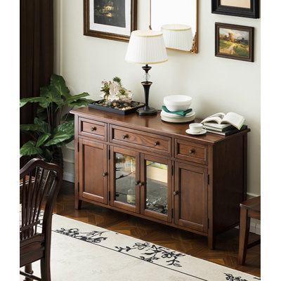 American Vintage Short Sideboard Solid Wood Storage Cabinet Dining Cabinet