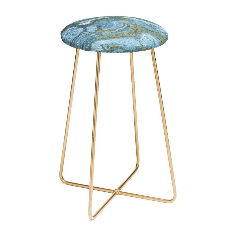 Emanuela Upholstered Counter Stool with Metal Frame